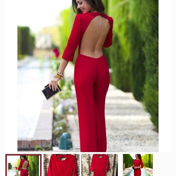 red jumpsuit open back
